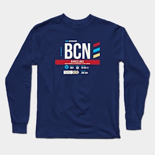 Barcelona (BCN) Airport Code Baggage Tag Long Sleeve T-Shirt